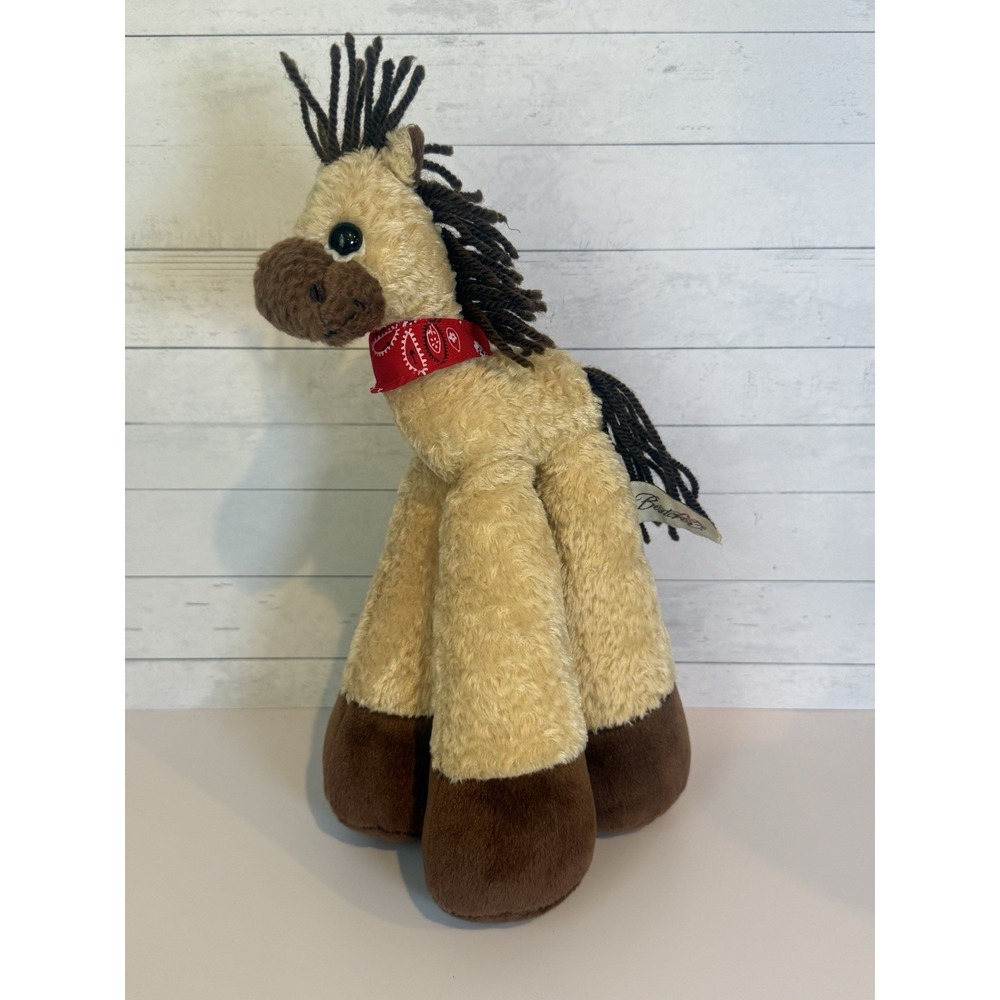 Bestever Shelly Adventures Horse Plush Stuffed Animal 11" Tan Brown With Bandana